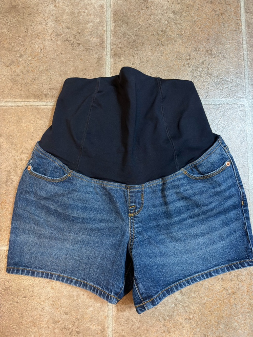 Maternity Midi Denim Short - Over the Belly Band